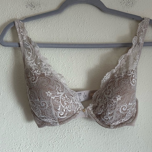 Thirdlove 24/7 All Day Pink Nude Lace Plunge Uplift Bra 32 D - Picture 2 of 5